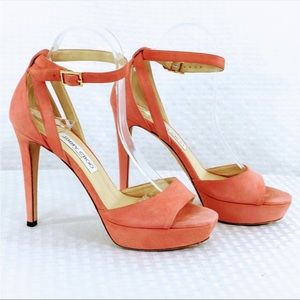 Jimmy Choo Kaden Suede Ankle Wrap Platform Heels